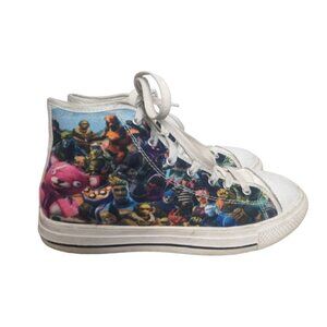 Fortnite shoes Sneakers White Multicolor Graphic Canvas High Top Size 9 Women